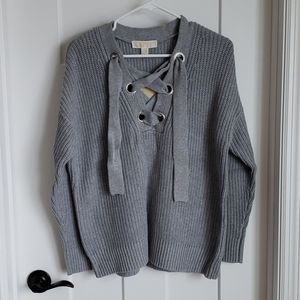 Michael Kors Grey Lace Up Sweater